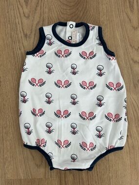 TBBC Pima Cotton Patton Play Golf and Racquet Print Bubble Romper Size 0-3 month